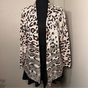 Chico's Animal Print Cardigan Sweater - Black and Cream